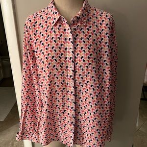Valentine hearts. Cotton blouse with covered with hearts